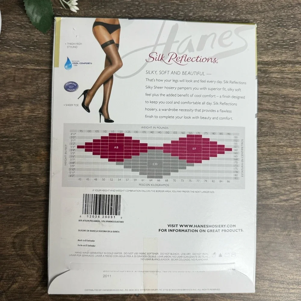 Hanes Silk Reflections Thigh Highs Jet Black EF Silky Sheer Hosiery NOS Lace